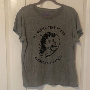 Crazy Dog T-Shirts Heather Gray Tee with Purple Print